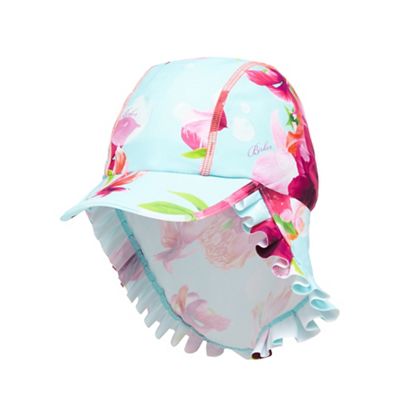 Girls' aqua floral print cap
